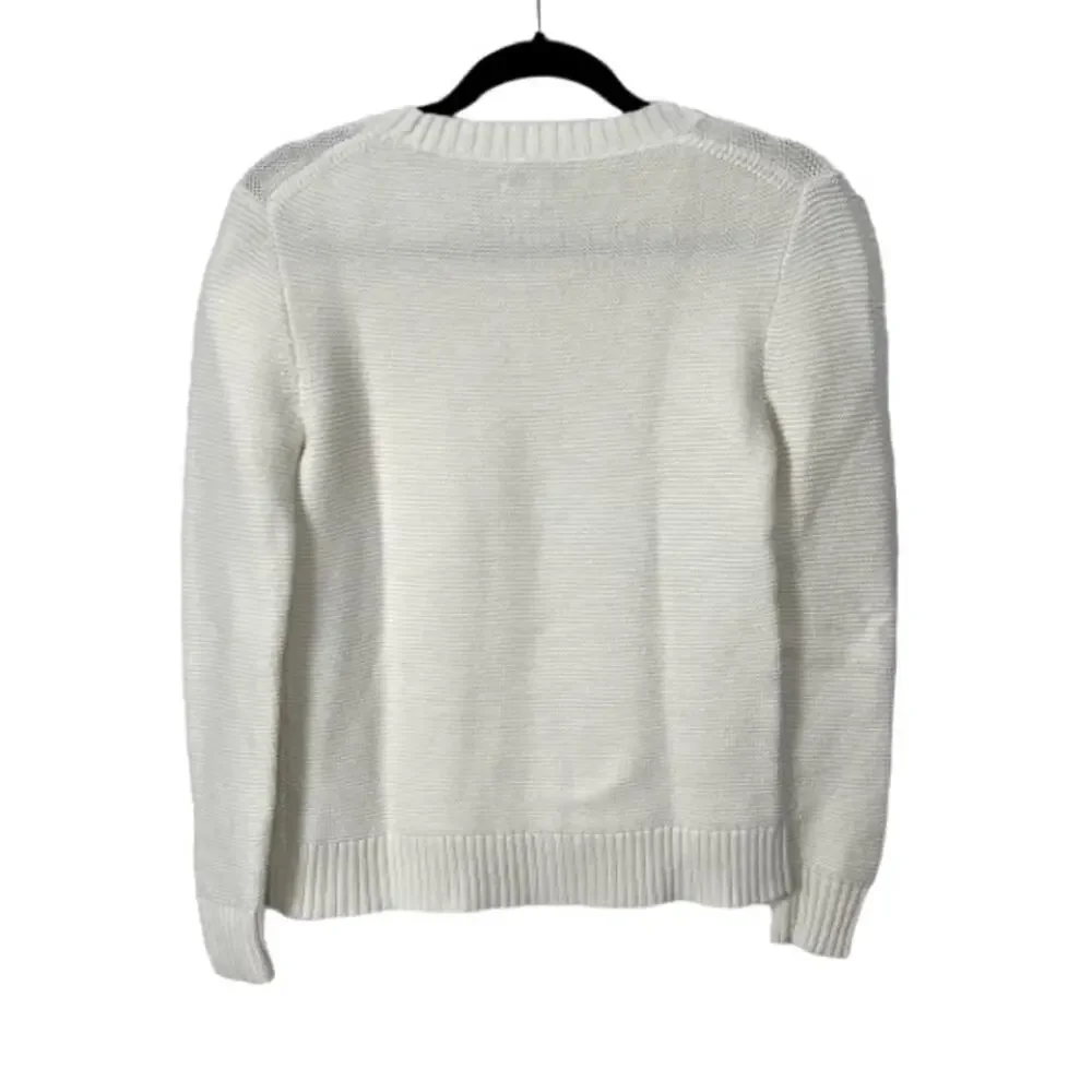 J. Crew Mercantile White Long Sleeve Crewneck Sweater, Women’s XS